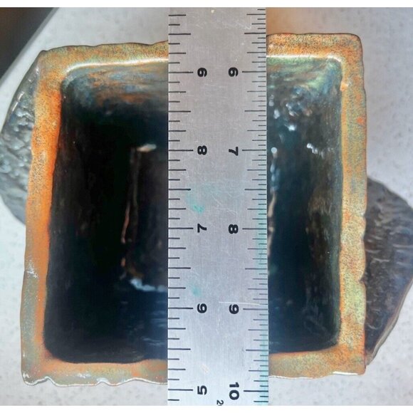 Signed Ceramic Box With Octopus Lid  OOAK Green Shiny Glaze - Picture 8 of 12